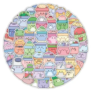 Cute cartoon block monster stickers for journaling, decorative phone cases, and kids crafts.