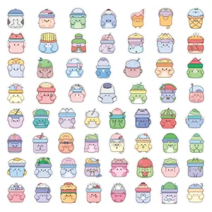 Cute cartoon box monster stickers for journaling, phone case, and DIY decoration packs.