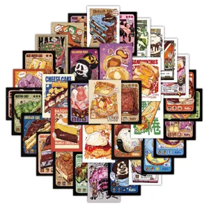 60pcs cute hand-painted dessert poster cartoon stickers for phone case laptop decoration.