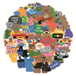 Cute Korean cartoon bear sticker pack waterproof aesthetic laptop phone case DIY decals