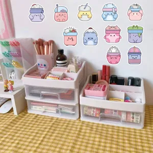 Cute square monster cartoon journaling stickers for phone cases and DIY crafts decoration.