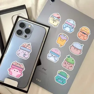 Cute cartoon block monster stickers set for journal decoration, phone cases and DIY crafts.