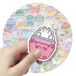 Cute cartoon monster stickers set, waterproof vinyl journaling decals for phone cases.