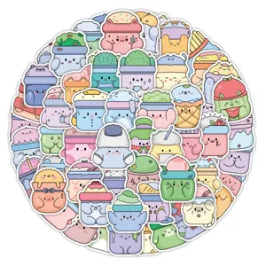 Cute cartoon block monster stickers pack for journaling, phone cases and decoration. 60pcs.