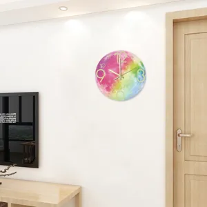 Kleurrijke maan lichtgevende wandklok 3D acryl stille klok voor woonkamer slaapkamer decor