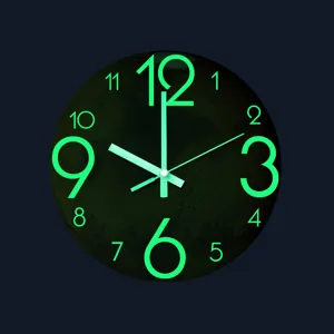 Glow in the dark wall clock 3d acrylic mars moon design silent modern home decor detail
