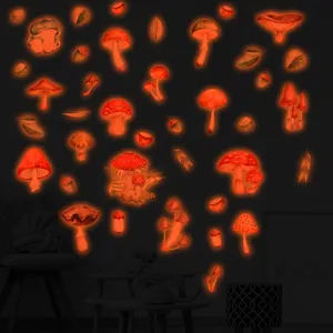 Adesivi murali funghi luminescenti decalcomanie di piante fluorescenti per camera bambini