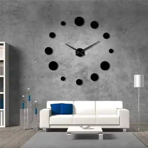 Modern DIY Acrylic Mirror Wall Clock Large Silent Wall Sticker Clock Frameless Round Dots Home Living Room Decor