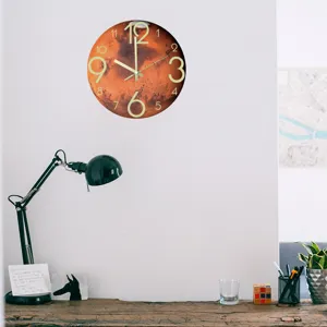 Detailed view of the Mars luminous wall clock mounted on a modern living room wall.