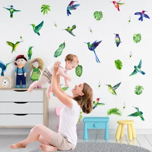 Adesivi murali colibrì luminosi decorazione murale fluorescente piante per cameretta