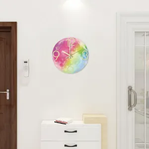 Kleurrijke maan lichtgevende wandklok 3d acryl stille klok voor woonkamer thuis decor