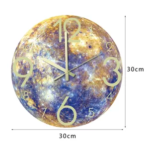 Leuchtende Mondmuster Wanduhr 30cm leise Acryl runde Uhr fuer Wohnzimmer Dekoration