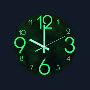 Luminous wall clock with glowing green numbers and Mars texture, silent 3D acrylic home decor.