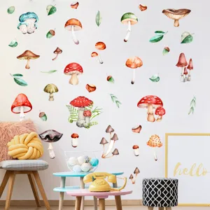Adesivi murali funghi acquerello per cameretta bambini simpatica decorazione adesiva