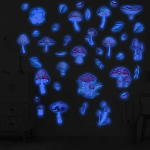 Adesivi da muro funghi fluorescenti al buio, decorazioni luminose per cameretta bambini.