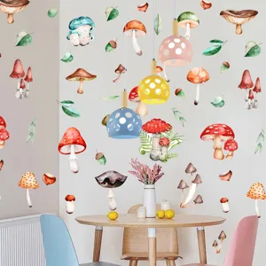 Adesivi da parete luminosi funghi piante, decalcomanie fluorescenti decorazione cameretta.