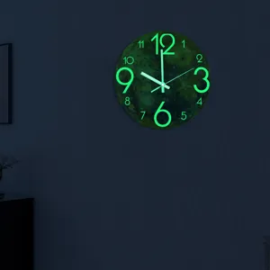 Leuchtende Planeten Wanduhr 3D Acryl leise Uhr fuer Schlafzimmer Wohnzimmer Deko