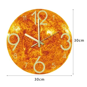 Reloj de Pared Luminoso Sol 3D Acrílico Silencioso para Dormitorio Sala de Estar 30cm