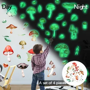 Adesivi murali funghi luminescenti piante acquerello decorazione stanza per bambini