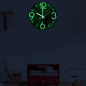 Reloj de pared de mármol luminoso, reloj silencioso de acrílico para decoración de salón.