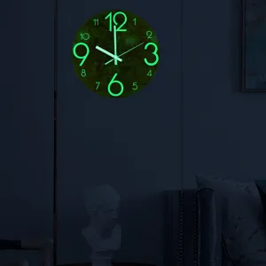 Reloj de pared luminoso acrilico silencioso nocturno para dormitorio y sala decoracion