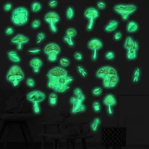 Adesivi murali funghi fluorescenti che si illuminano al buio decalcomanie piante camera bambini