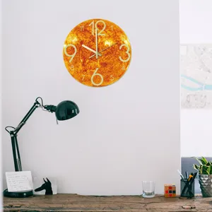 Reloj de Pared Sol Luminoso 3D Acrílico Silencioso Diseño Moderno Decoración del Hogar