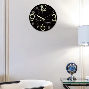 Lichtgevende marmeren wandklok stille acryl klok voor slaapkamer en woonkamer decor