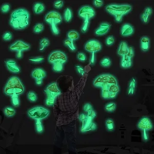Adesivi murali funghi fluorescenti decorazioni piante luminose per la stanza bambini