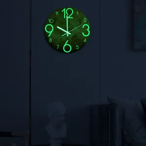 Luminous wall clock for living room bedroom, 3D acrylic silent decorative clock glow in dark.