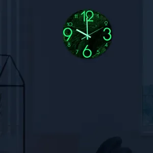 Reloj de pared luminoso 3d acrilico marmol diseno silencioso para dormitorio salon decor