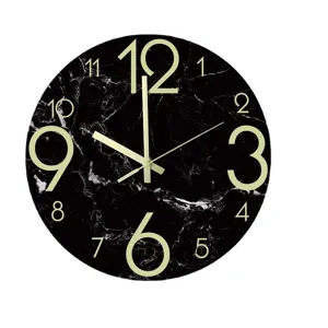 Moderne Minimalistische Lichtgevende Wanduhr Stille Acryl Marmere Patroon Hangende Klok Voor Woonkamer Slaapkamer Huisdecoratie