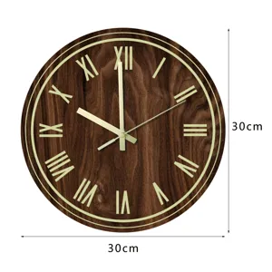 Luminöse Holz Wanduhr 30cm leise runde Uhr für Schlafzimmer und Wohnzimmer Deko.