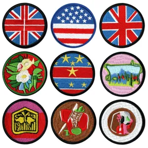 Embroidered National Flag Cloth Patch Round Badge DIY Sew On Applique For Backpack Hat Clothing Jacket Decoration