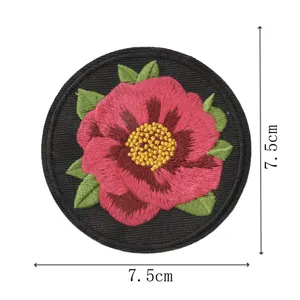 Runder bestickter Blumenaufnäher im ethnischen Stil DIY Kleidung Zubehör mit 7.5cm Durchmesser.