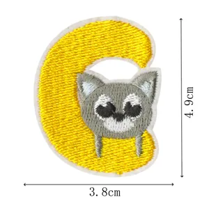 Embroidered animal letter C patch detail view, perfect for DIY clothing and bags decoration.