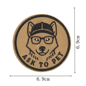 Écusson brodé chien tactique vintage rétro pour vêtements chapeau sac à dos 6.9cm
