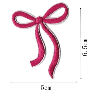 Pink embroidered bow patch, exquisite craft, clothing accessories DIY decorative applique