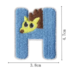 Bluey cartoon letter H embroidered patch for kids clothing DIY decoration details.