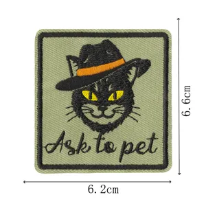 Patch brodé tactique chat vintage pour vêtements vestes sacs chapeaux écusson thermocollant