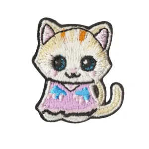 Simpatico gatto cartone animato toppa ricamata termoadesiva vestiti decorazione distintivo.