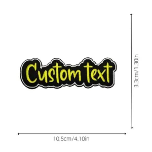 Benutzerdefinierter Text, bestickter Aufnäher Größendetail für Kleidung und Mützen.