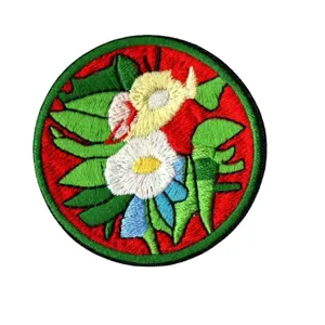 Round embroidered patch decorative fabric badge for backpacks hats and clothing apparel items