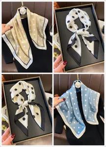 French style polka dot satin square scarf 70cm elegant women silk scarf neckerchief shawl