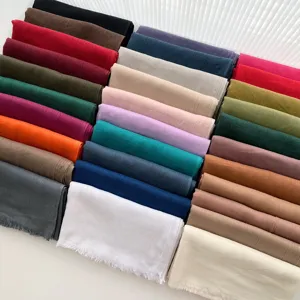 Sciarpa Lunga da Donna in Poliestere a Tinta Unita Retrò Effetto Cotone e Lino Calda Sciarpa a Avvolgere Con Frange Scialle Autunno Inverno