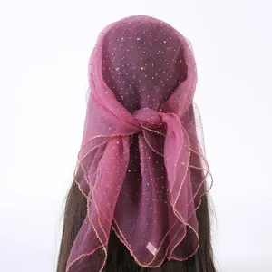 Vrouwen mode strass polyester vierkante hoofddoek sluier elegant 80cm hijab sjaal
