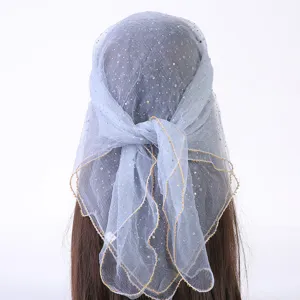 Glinsterende strass polyester vierkante hoofddoek sluiter vrouwen mode veelzijdig 80cm