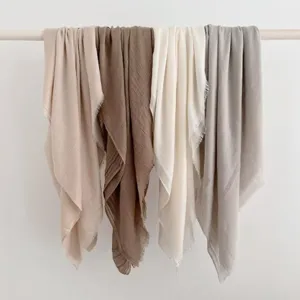 Sciarpa tinta unita in cotone lino donna, versatile lunga autunno inverno calda vista principale