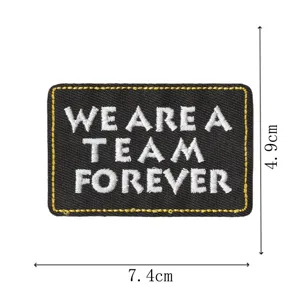 Embroidered team slogan tactical patch diy clothing accessory 7.4x4.9cm iron-on badge