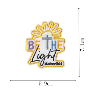 Detailed view of the Bible verse embroidered patch with dimensions for clothing and hat decor.